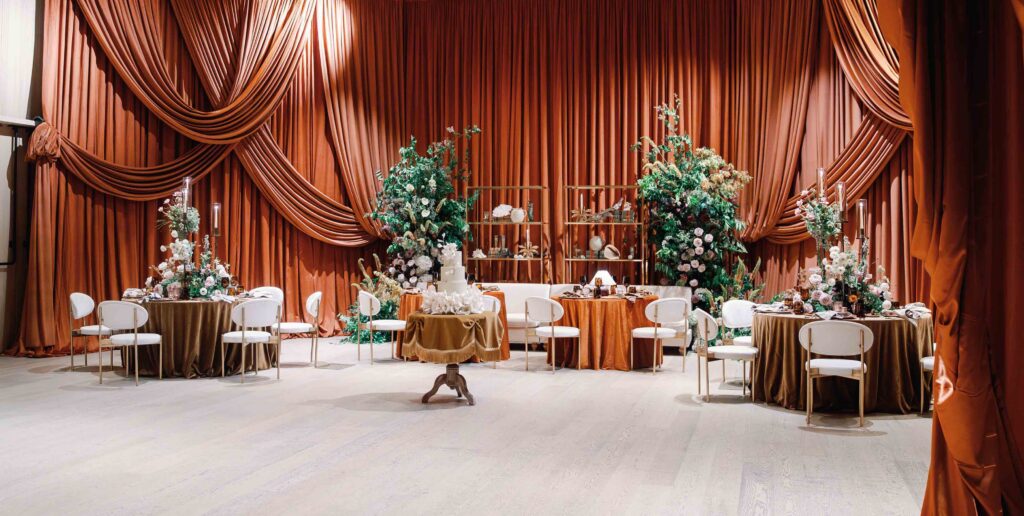 Sophisticated wedding reception space at The Tampa EDITION showcasing modern luxury design and an elevated celebration atmosphere.
